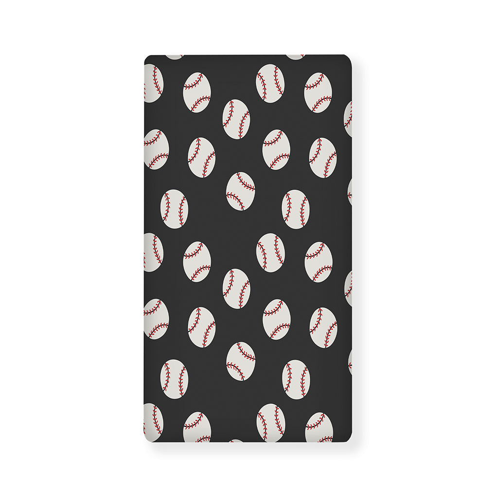 Black Baseball Pattern Print Baby Crib Sheet