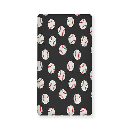 Black Baseball Pattern Print Baby Crib Sheet