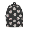 Black Baseball Pattern Print School Backpack