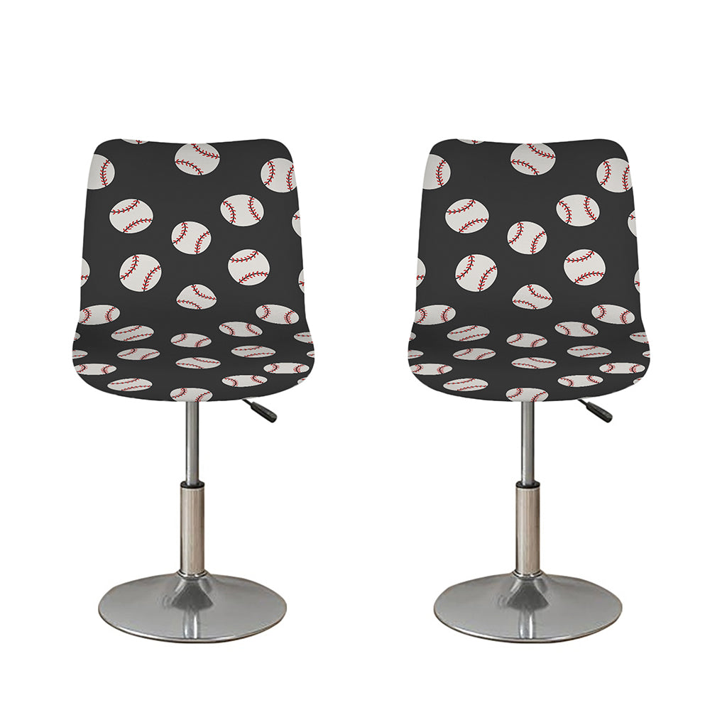 Black Baseball Pattern Print Bar Stool Covers