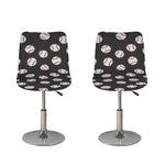 Black Baseball Pattern Print Bar Stool Covers