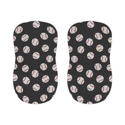 Black Baseball Pattern Print Bar Stool Covers