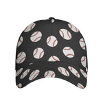 Black Baseball Pattern Print Baseball Cap