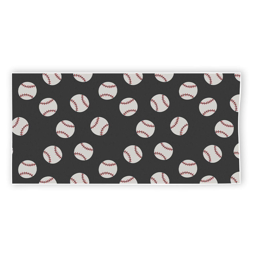 Black Baseball Pattern Print Beach Towel
