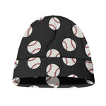 Black Baseball Pattern Print Beanie
