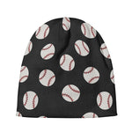 Black Baseball Pattern Print Beanie