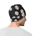 Black Baseball Pattern Print Beanie