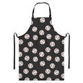 Black Baseball Pattern Print Bib Apron With Pocket