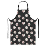 Black Baseball Pattern Print Bib Apron With Pocket