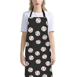 Black Baseball Pattern Print Bib Apron With Pocket