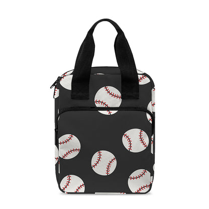 Black Baseball Pattern Print Bible Tote Bag