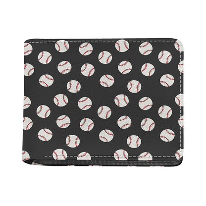 Black Baseball Pattern Print Bifold Wallet