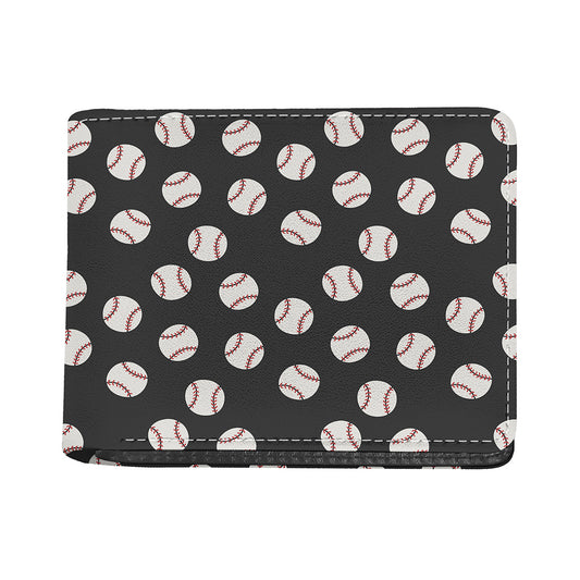 Black Baseball Pattern Print Bifold Wallet