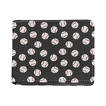Black Baseball Pattern Print Bifold Wallet