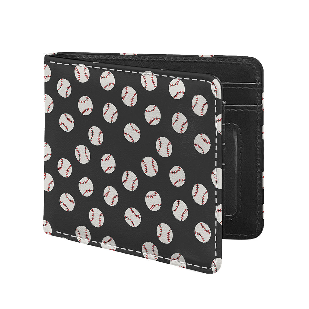 Black Baseball Pattern Print Bifold Wallet
