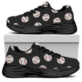 Black Baseball Pattern Print Black Chunky Shoes