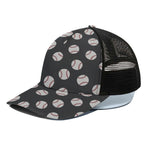 Black Baseball Pattern Print Black Mesh Trucker Cap