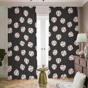 Black Baseball Pattern Print Blackout Pencil Pleat Curtains