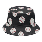 Black Baseball Pattern Print Bucket Hat