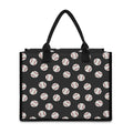 Black Baseball Pattern Print Canvas Tote Bag