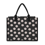 Black Baseball Pattern Print Canvas Tote Bag