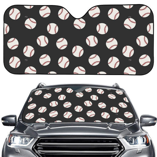 Black Baseball Pattern Print Car Windshield Sun Shade
