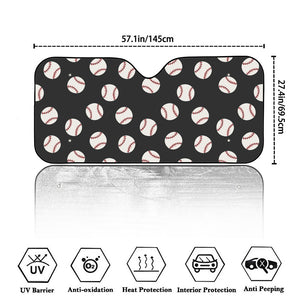 Black Baseball Pattern Print Car Windshield Sun Shade