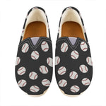 Black Baseball Pattern Print Casual Shoes