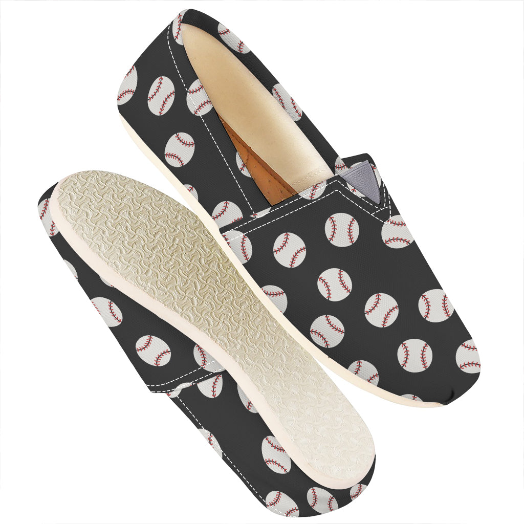 Black Baseball Pattern Print Casual Shoes