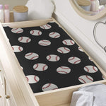 Black Baseball Pattern Print Changing Pad Cover