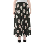 Black Baseball Pattern Print Chiffon Maxi Skirt