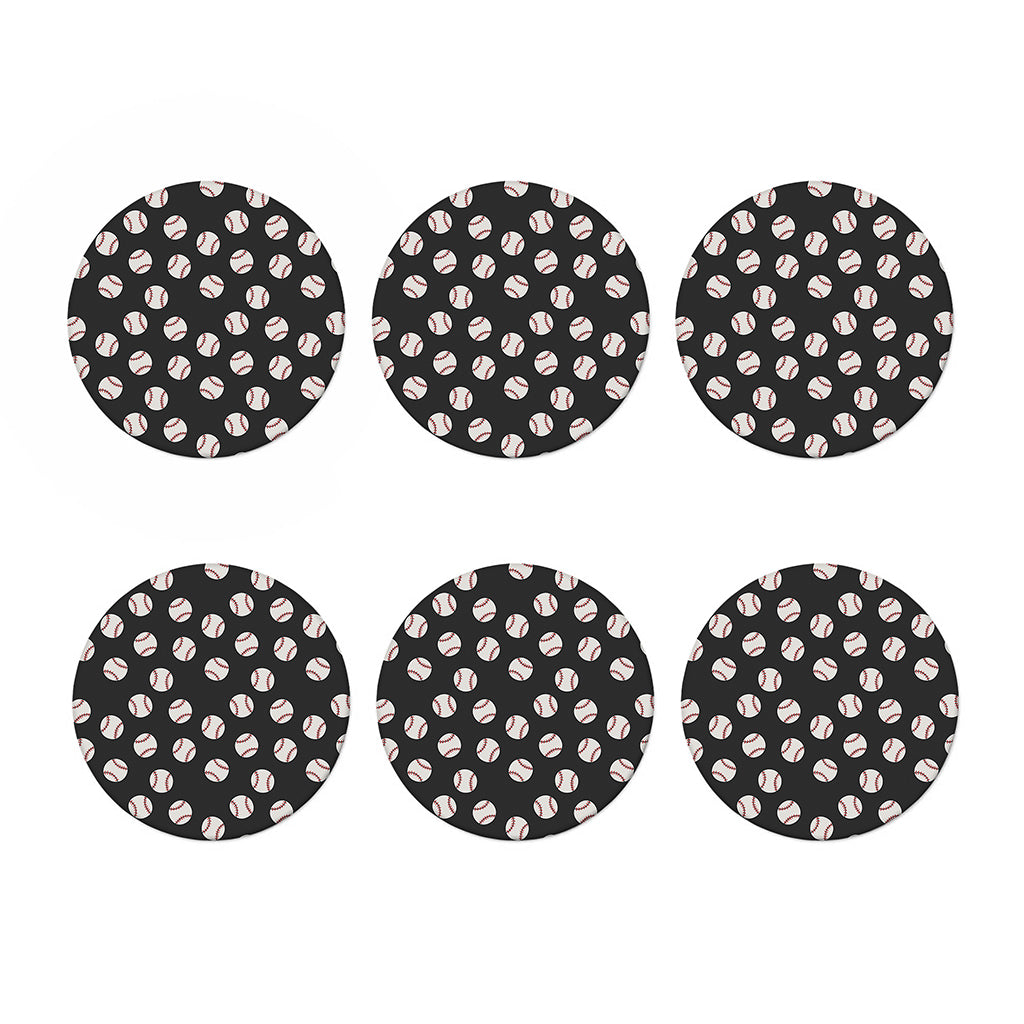 Black Baseball Pattern Print Coaster Set