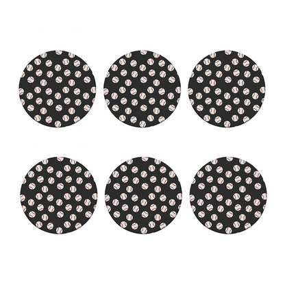 Black Baseball Pattern Print Coaster Set