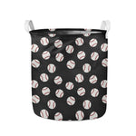 Black Baseball Pattern Print Collapsible Laundry Basket