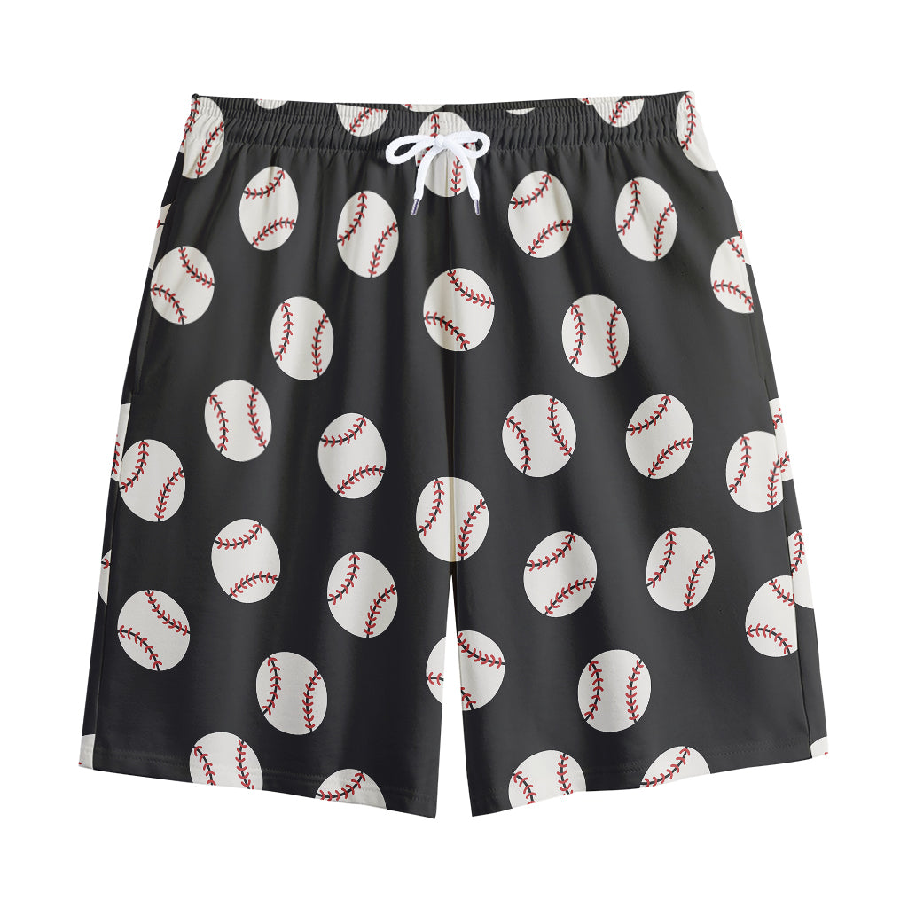 Black Baseball Pattern Print Cotton Shorts