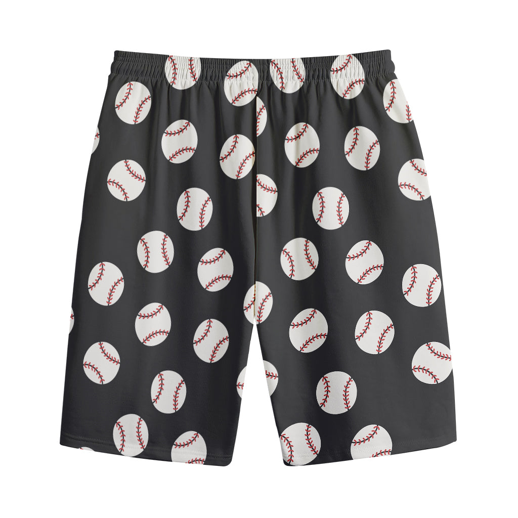 Black Baseball Pattern Print Cotton Shorts