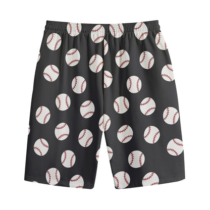 Black Baseball Pattern Print Cotton Shorts