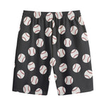 Black Baseball Pattern Print Cotton Shorts