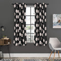 Black Baseball Pattern Print Grommet Curtain Panels