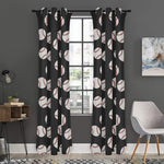Black Baseball Pattern Print Curtain