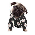 Black Baseball Pattern Print Dog Zip Up Hoodie