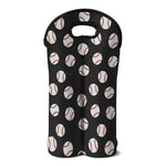 Black Baseball Pattern Print Double Neoprene Wine Tote
