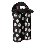 Black Baseball Pattern Print Double Neoprene Wine Tote
