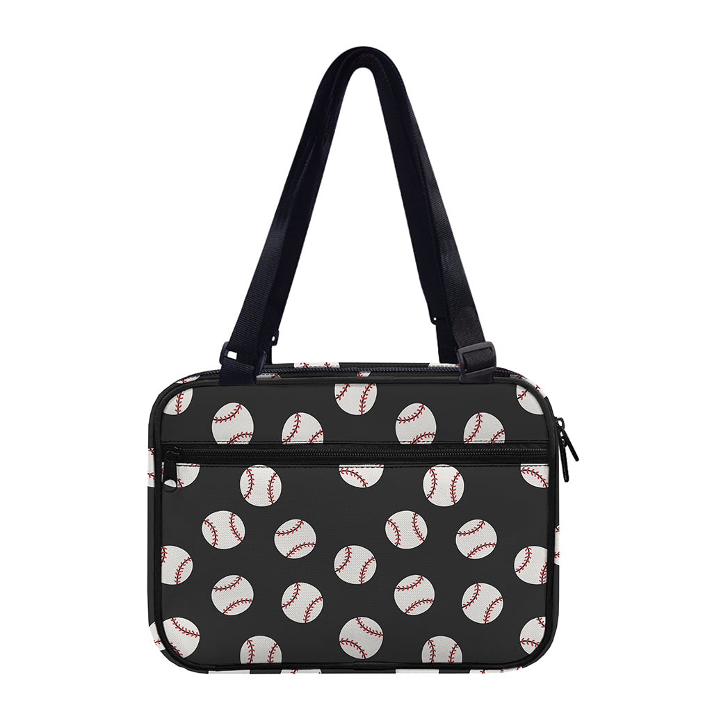 Black Baseball Pattern Print Double Strap Bible Bag