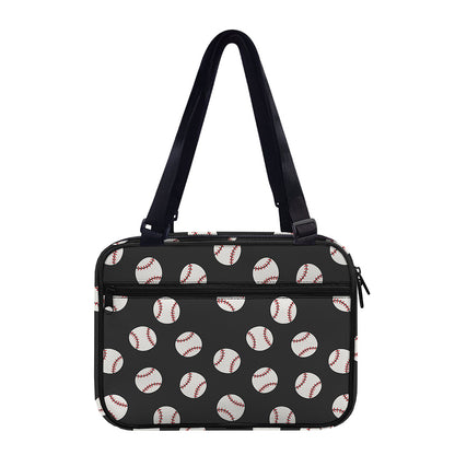 Black Baseball Pattern Print Double Strap Bible Bag