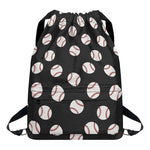 Black Baseball Pattern Print Drawstring Backpack