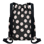 Black Baseball Pattern Print Drawstring Backpack