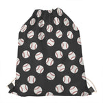 Black Baseball Pattern Print Drawstring Bag