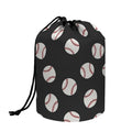 Black Baseball Pattern Print Drawstring Makeup Bag