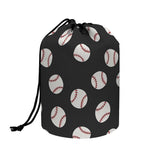 Black Baseball Pattern Print Drawstring Makeup Bag